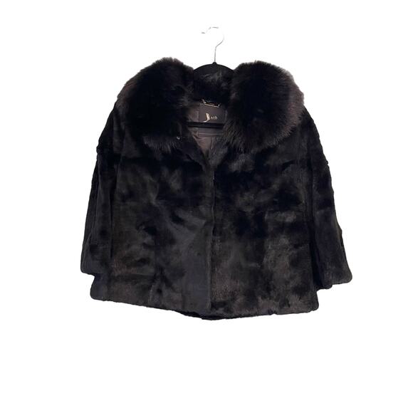 Nth Prestige Collection Women's Black Shrug Faux Fur Cropped Overcoat Size Small